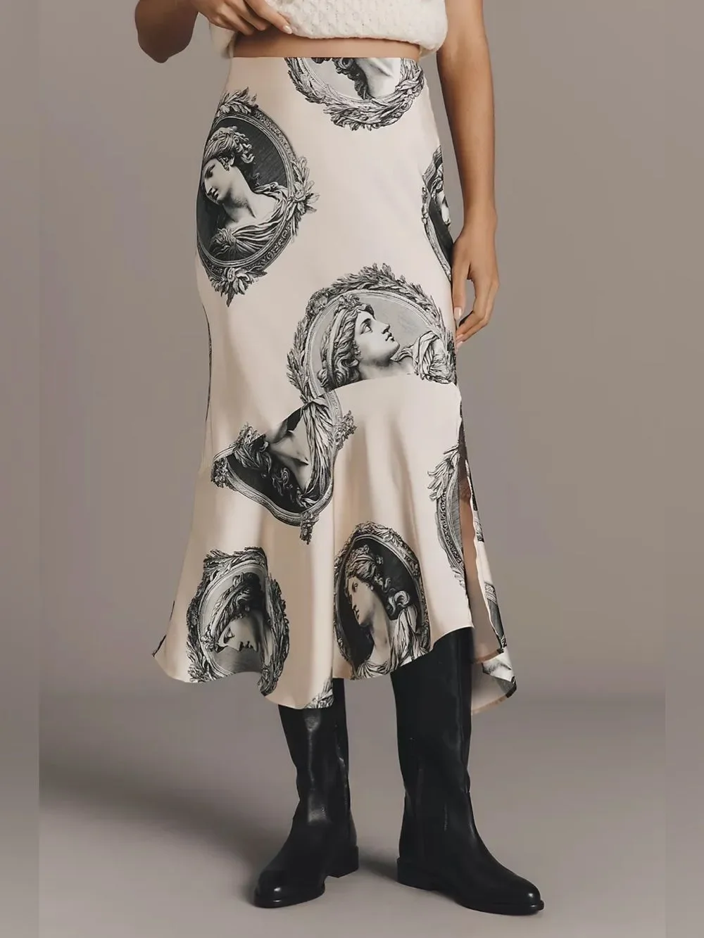 New Anthropologie  Maeve Bias-Cut Satin Midi Skirt Size XS